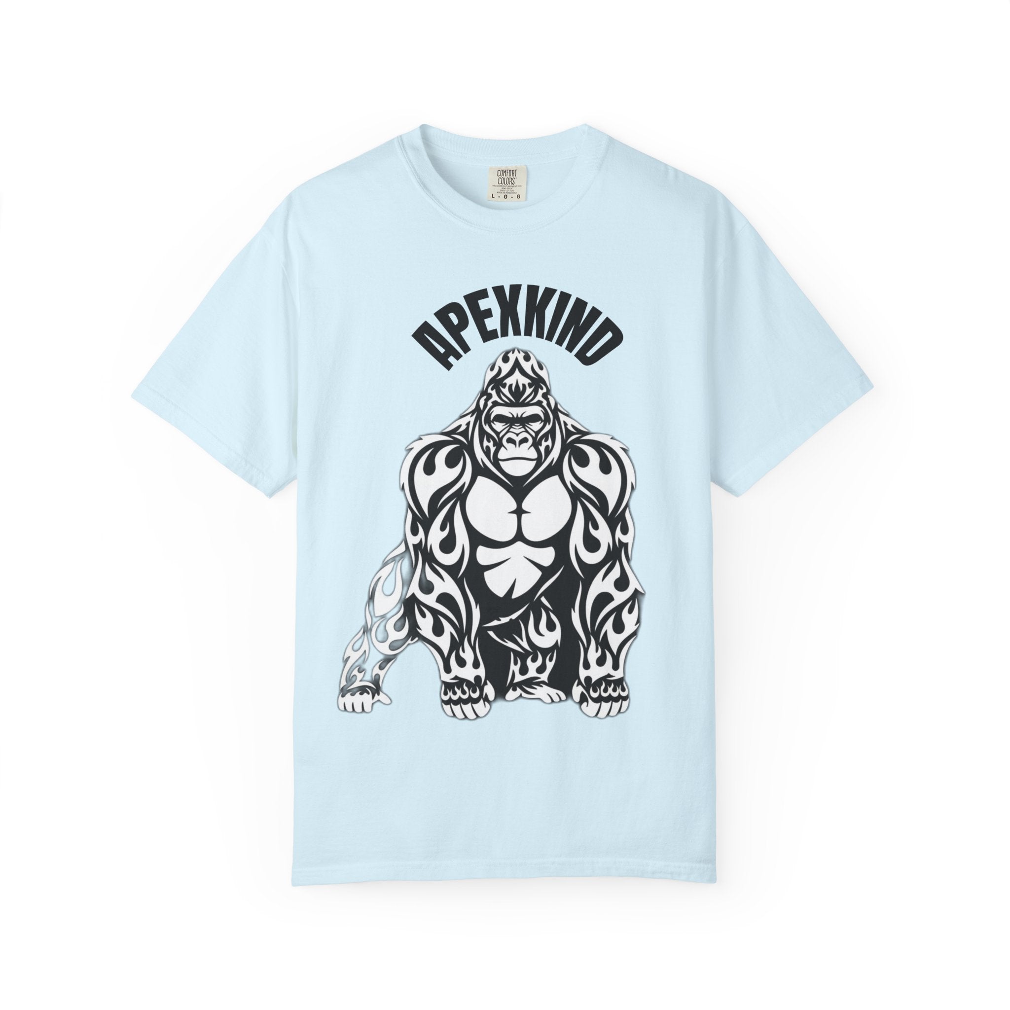 Tribal Flame Silverback Gorilla T-Shirt - Tribal Gorilla Illustration T-shirt | Bold Black Ape Design