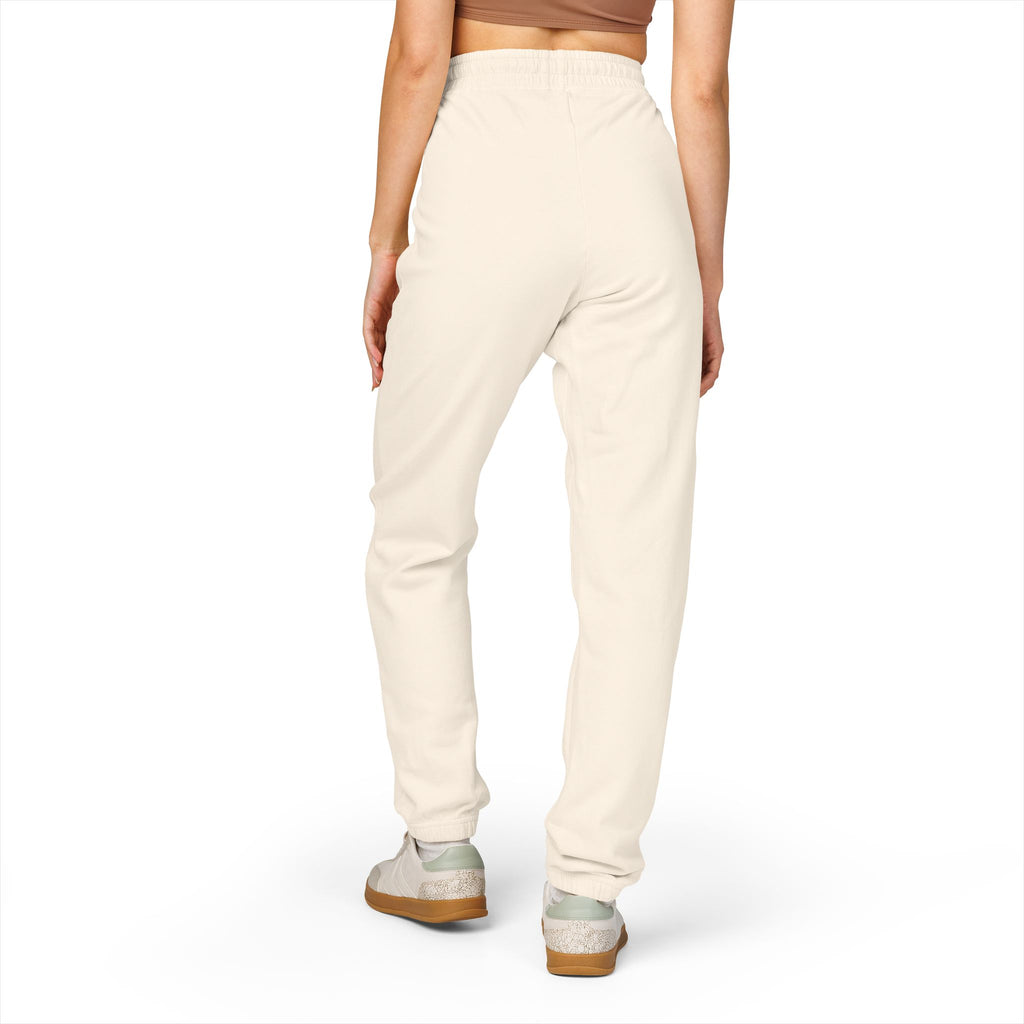 Tree Logo Fleece Sweatpants — Cream Garment-Dyed Joggers