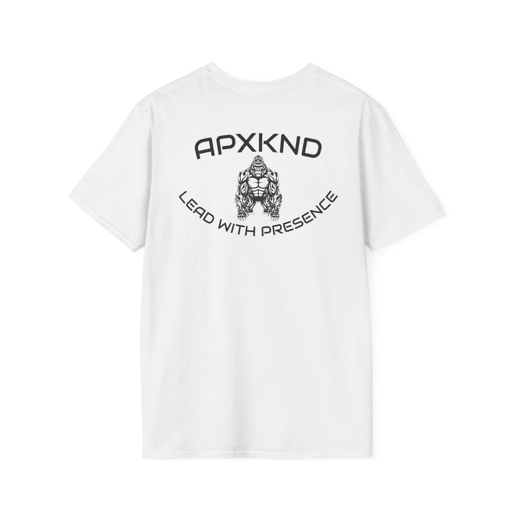 Apexkind Lead With Presence Gorilla Graphic T-Shirt – Unisex 100% Cotton Streetwear Tee, Whitec