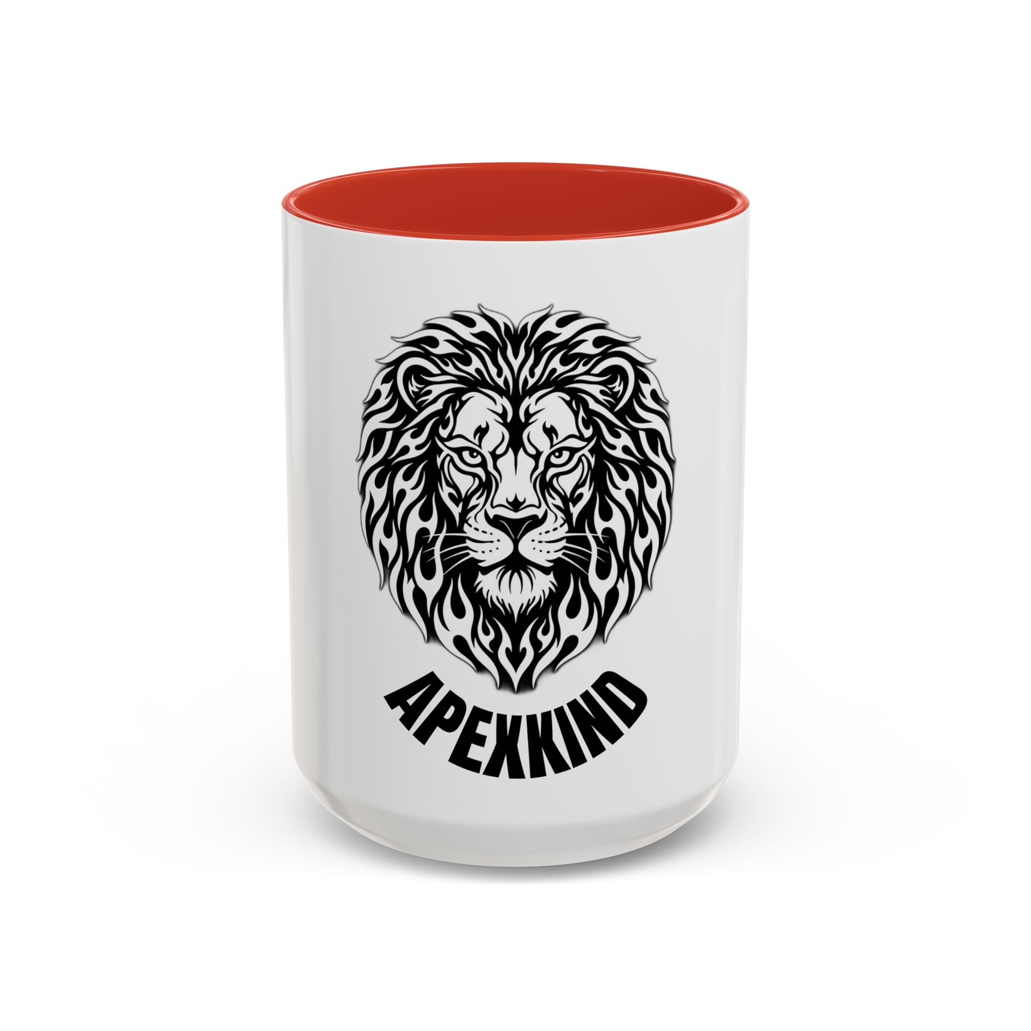 Lion Head Accent Coffee Mug — Black Tribal Lion Design (11oz & 15oz)