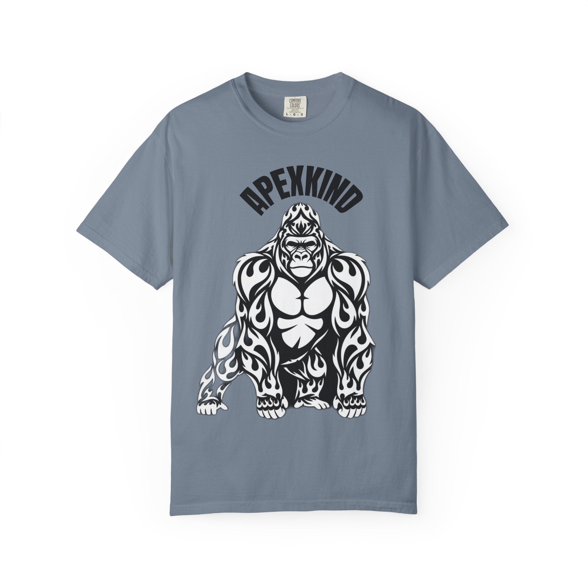 Tribal Flame Silverback Gorilla T-Shirt - Tribal Gorilla Illustration T-shirt | Bold Black Ape Design
