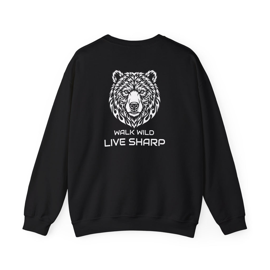 Grizzly Logo Crewneck Sweatshirt — APEXKIND "Walk Wild Live Sharp" Graphic