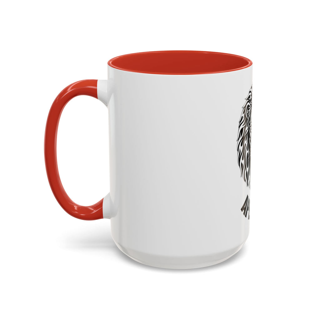 Lion Head Accent Coffee Mug — Black Tribal Lion Design (11oz & 15oz)