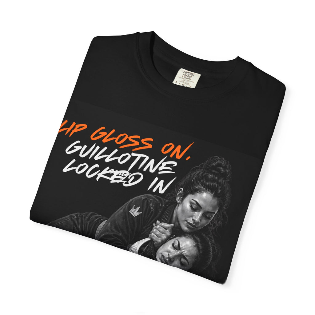 Lip Gloss On, Guillotine Locked In T-Shirt — Graphic Couple Wrestling Tee