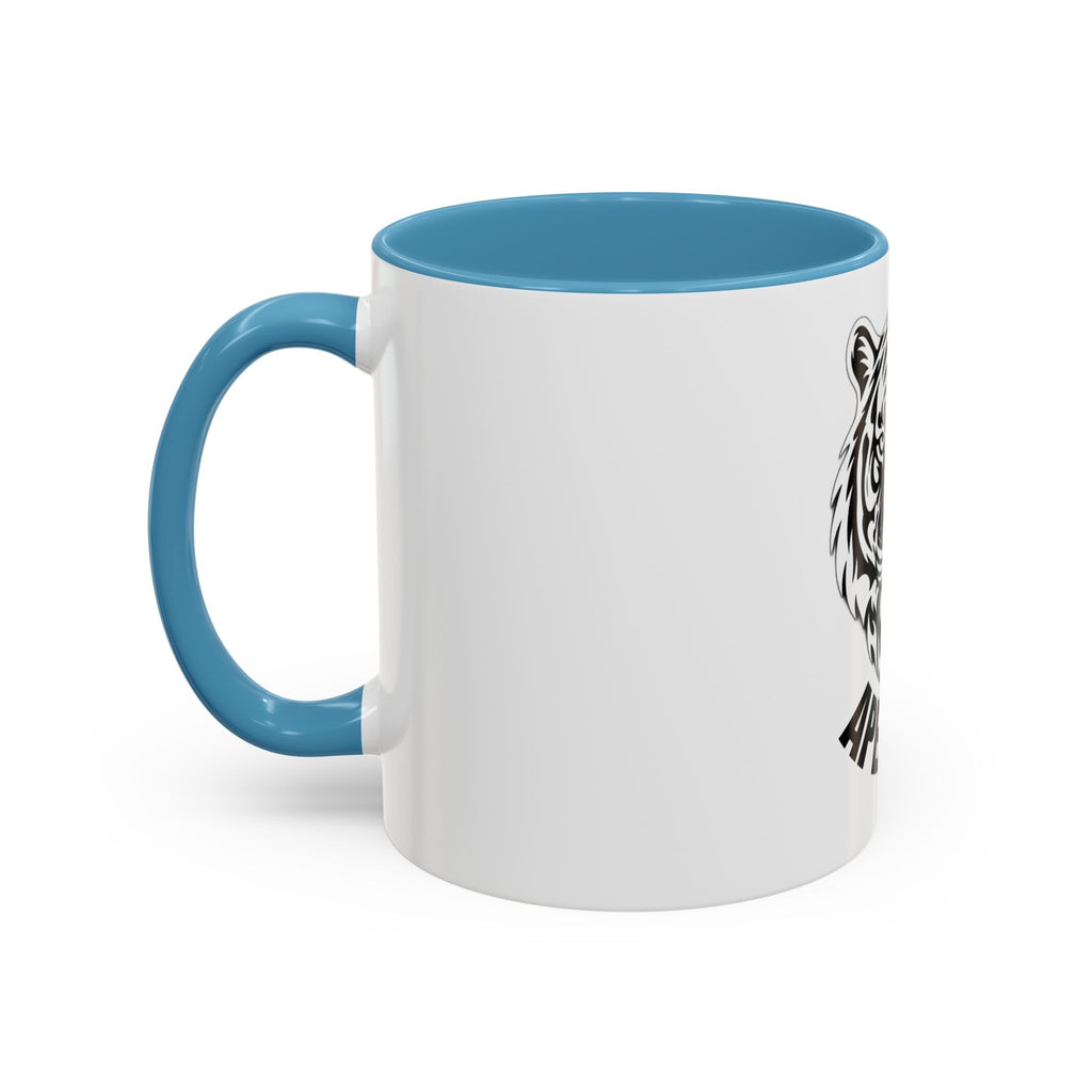 Tiger Head Accent Coffee Mug — Monochrome Tribal Tiger Face Ceramic Cup (11/15oz)
