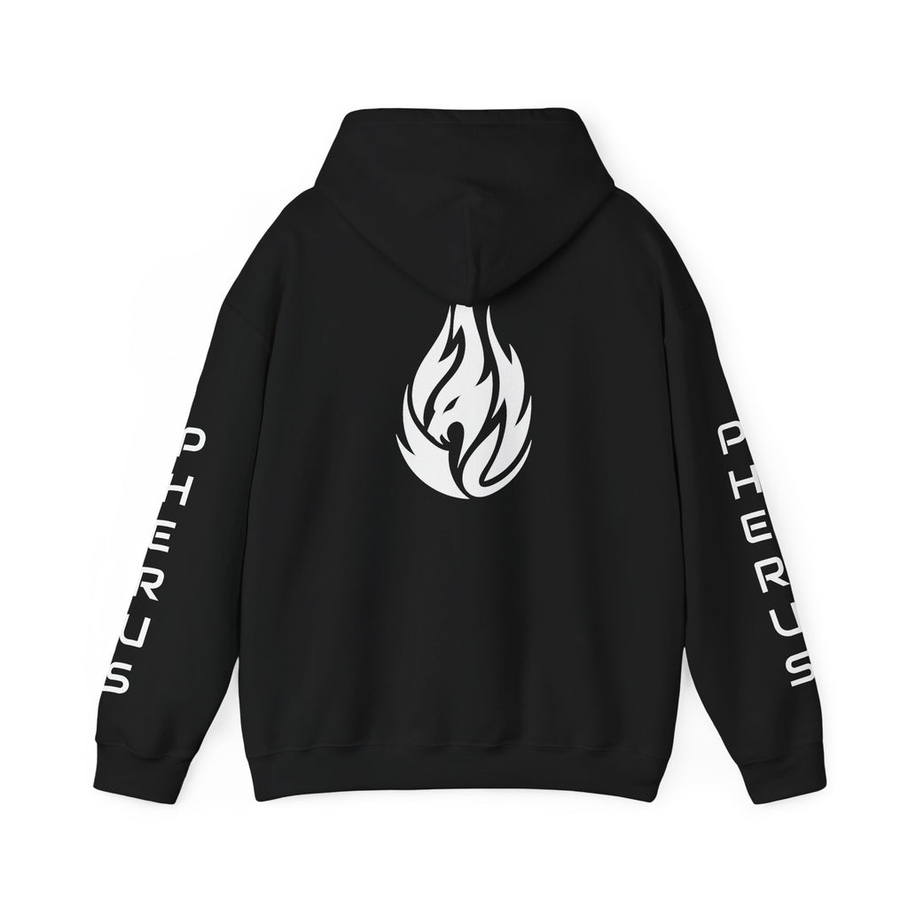 FERAL FLAME  Hoodie — Bold Flame Logo Pullover with Sleeve Text