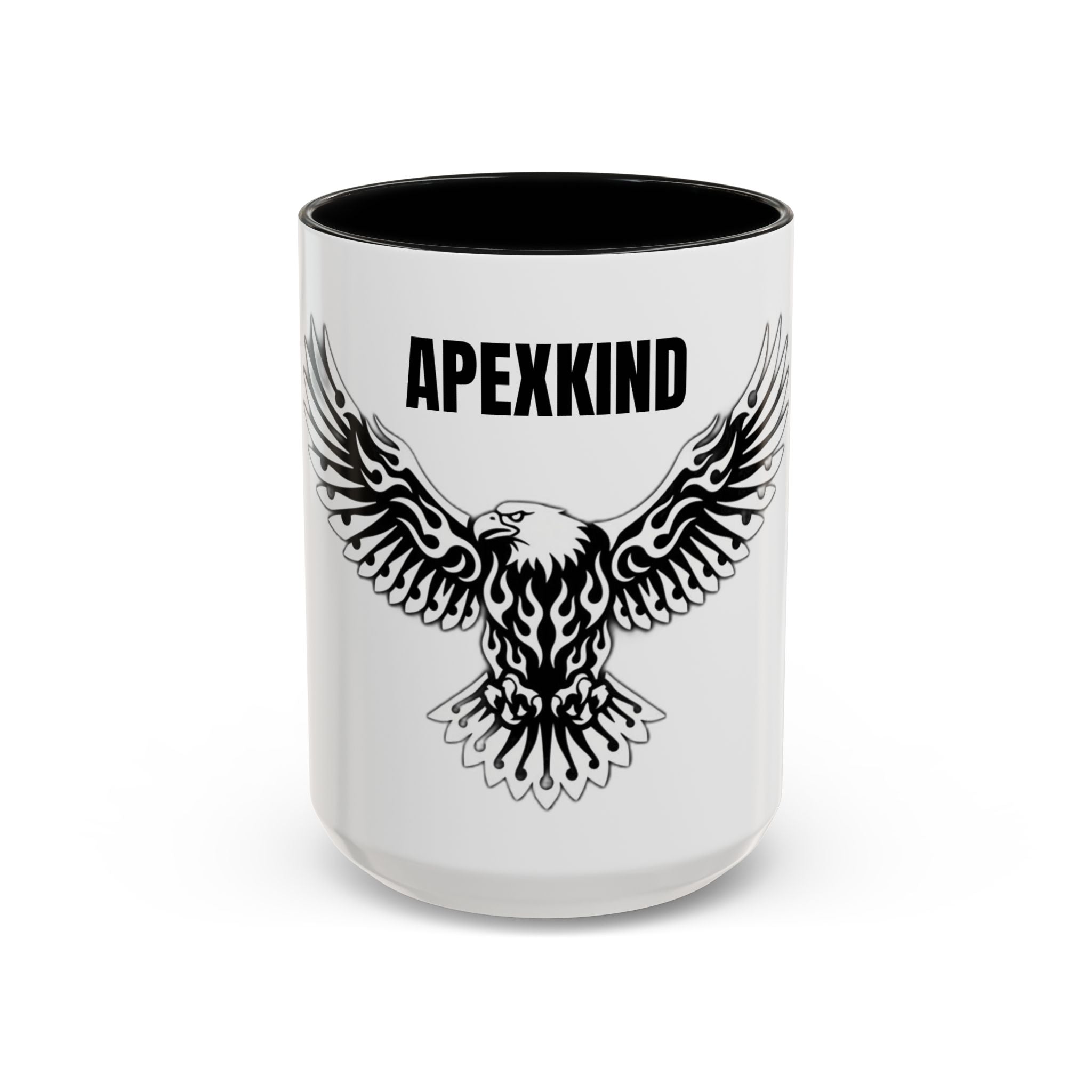 Tribal Eagle Accent Coffee Mug — Black Interior & Handle (11/15 oz)