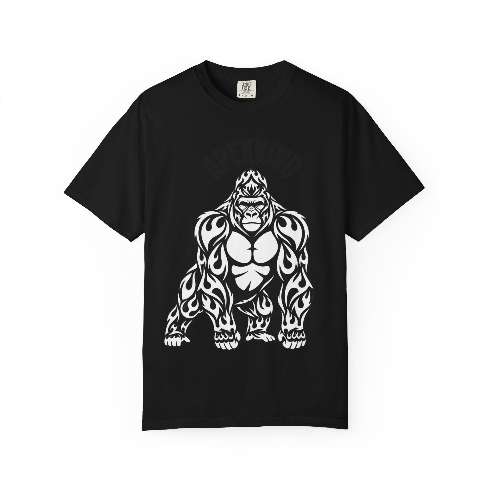 Tribal Flame Silverback Gorilla T-Shirt - Tribal Gorilla Illustration T-shirt | Bold Black Ape Design
