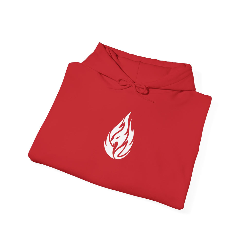 FERAL FLAME  Hoodie — Bold Flame Logo Pullover with Sleeve Text