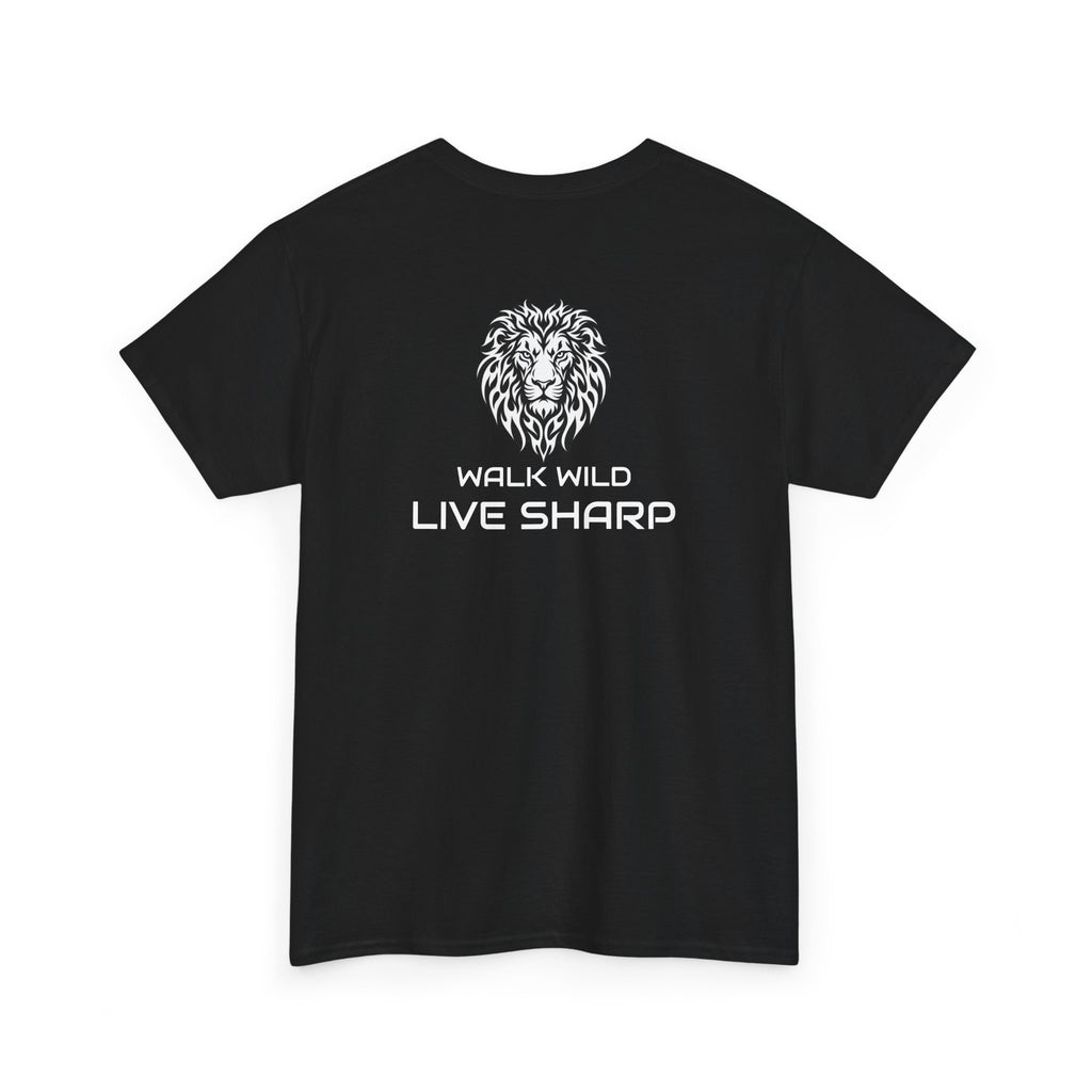 ApexKind Lion Tee — Motivational Lion Graphic T-Shirt ("WALK WILD LIVE SHARP")