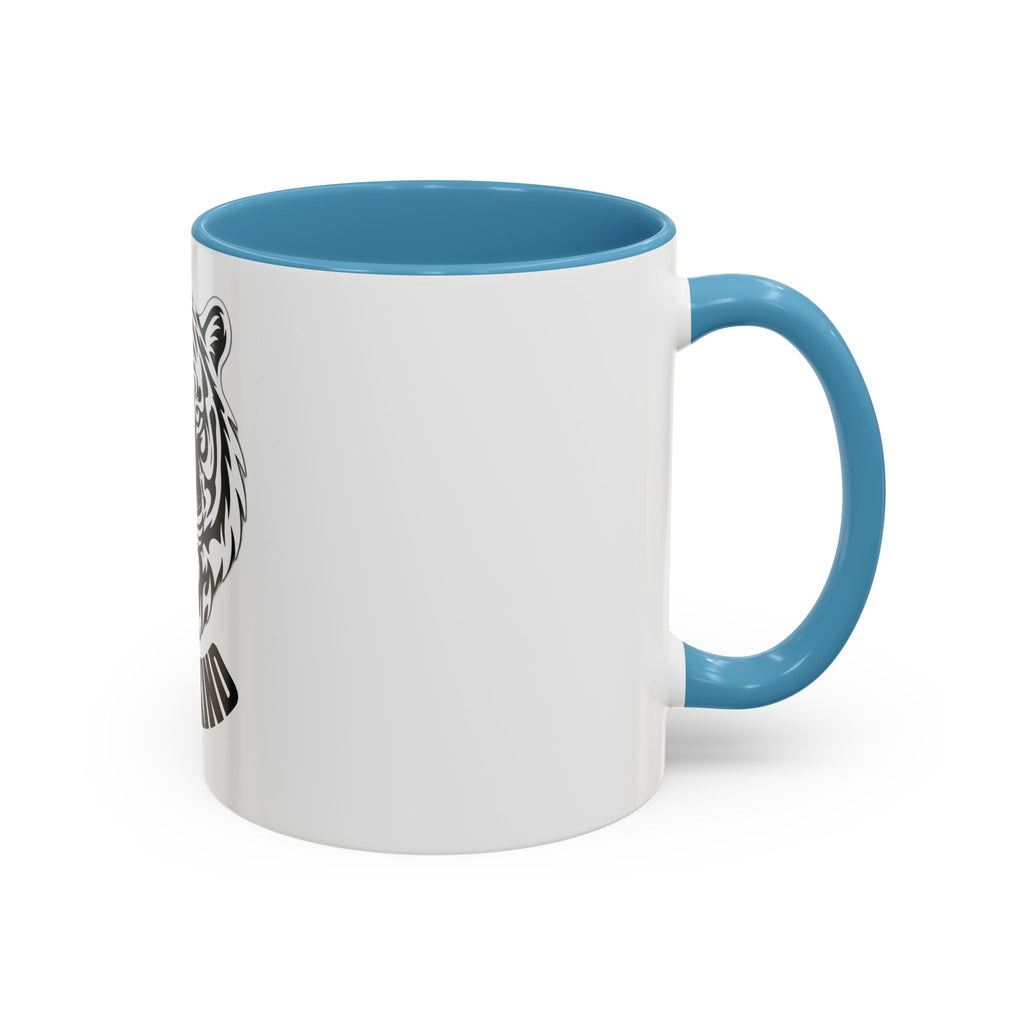 Tiger Head Accent Coffee Mug — Monochrome Tribal Tiger Face Ceramic Cup (11/15oz)
