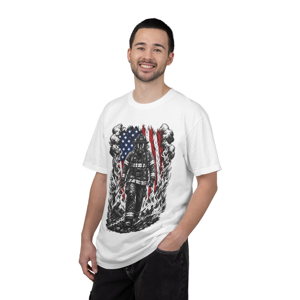 Firefighter American Flag T-Shirt — Brave Firefighter Graphic Tee