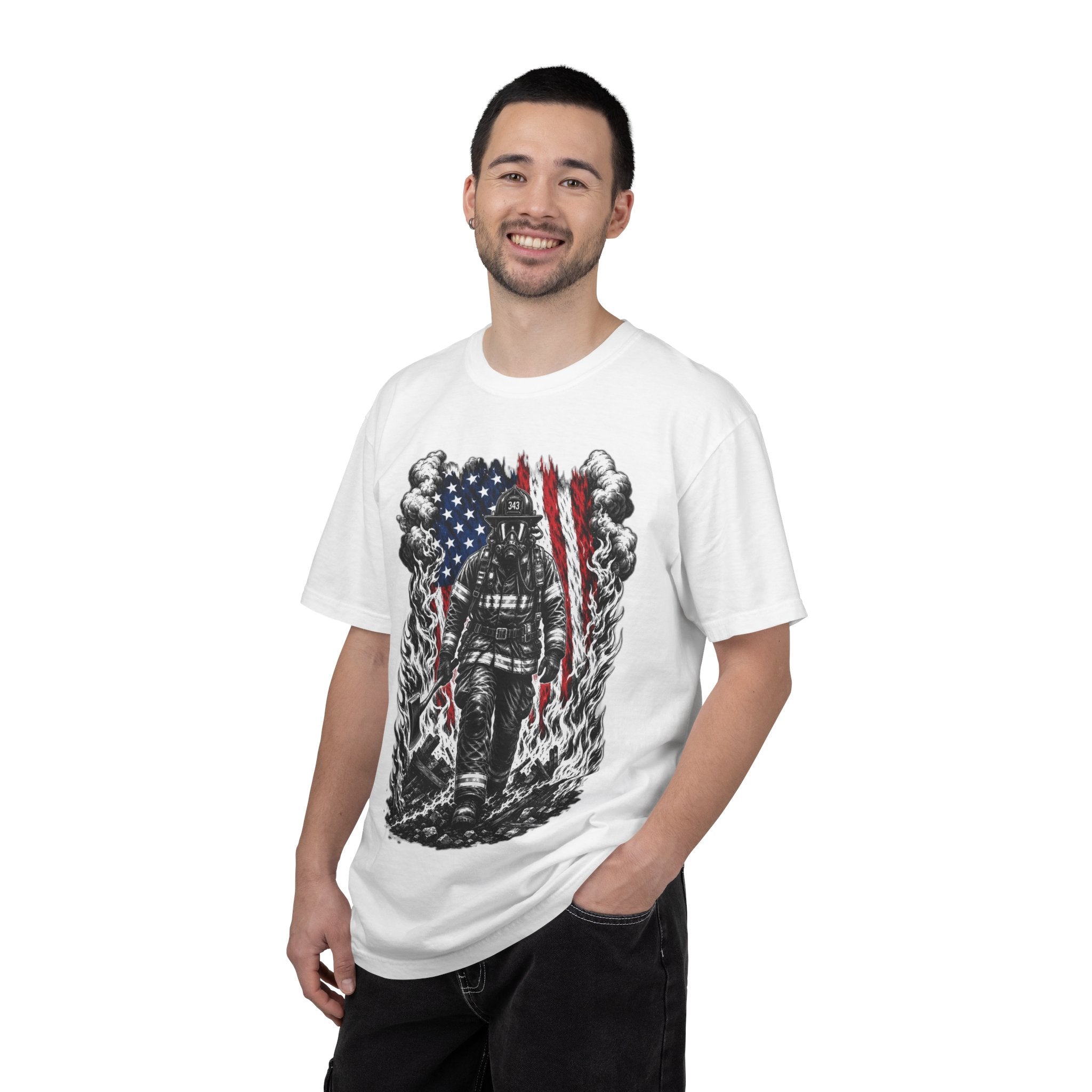 Firefighter American Flag T-Shirt — Brave Firefighter Graphic Tee