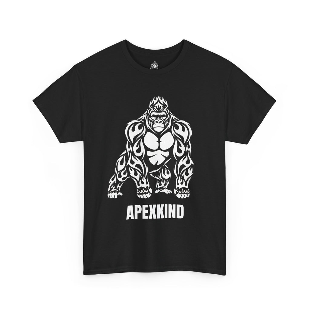 Tribal Flame Gorilla T-Shirt — APEXKIND Silverback Graphic Tee — Bold Tribal Ape Fitness Shirt