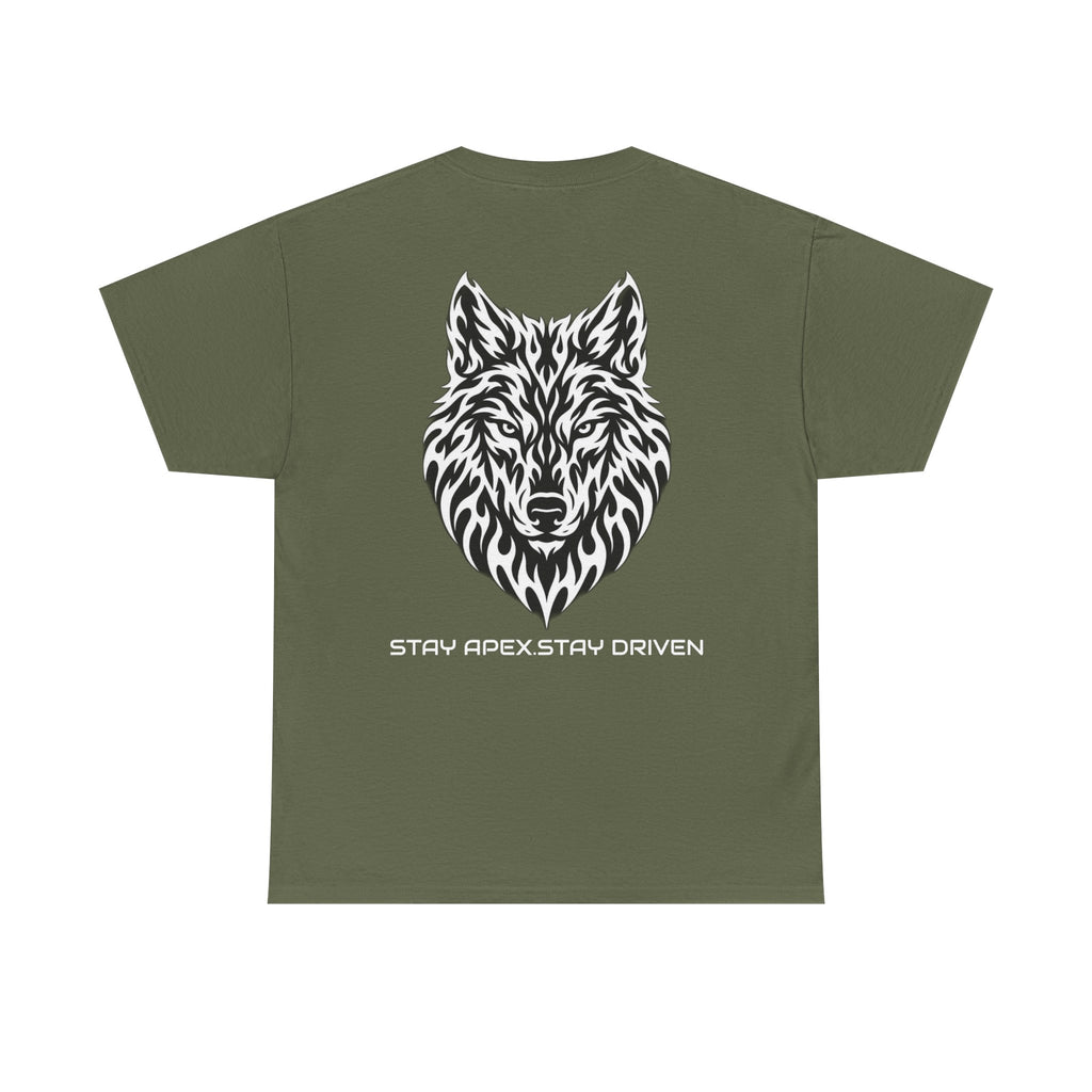 Wolf Head Graphic T-Shirt — "Stay Apex Stay Driven" Motivational Tee