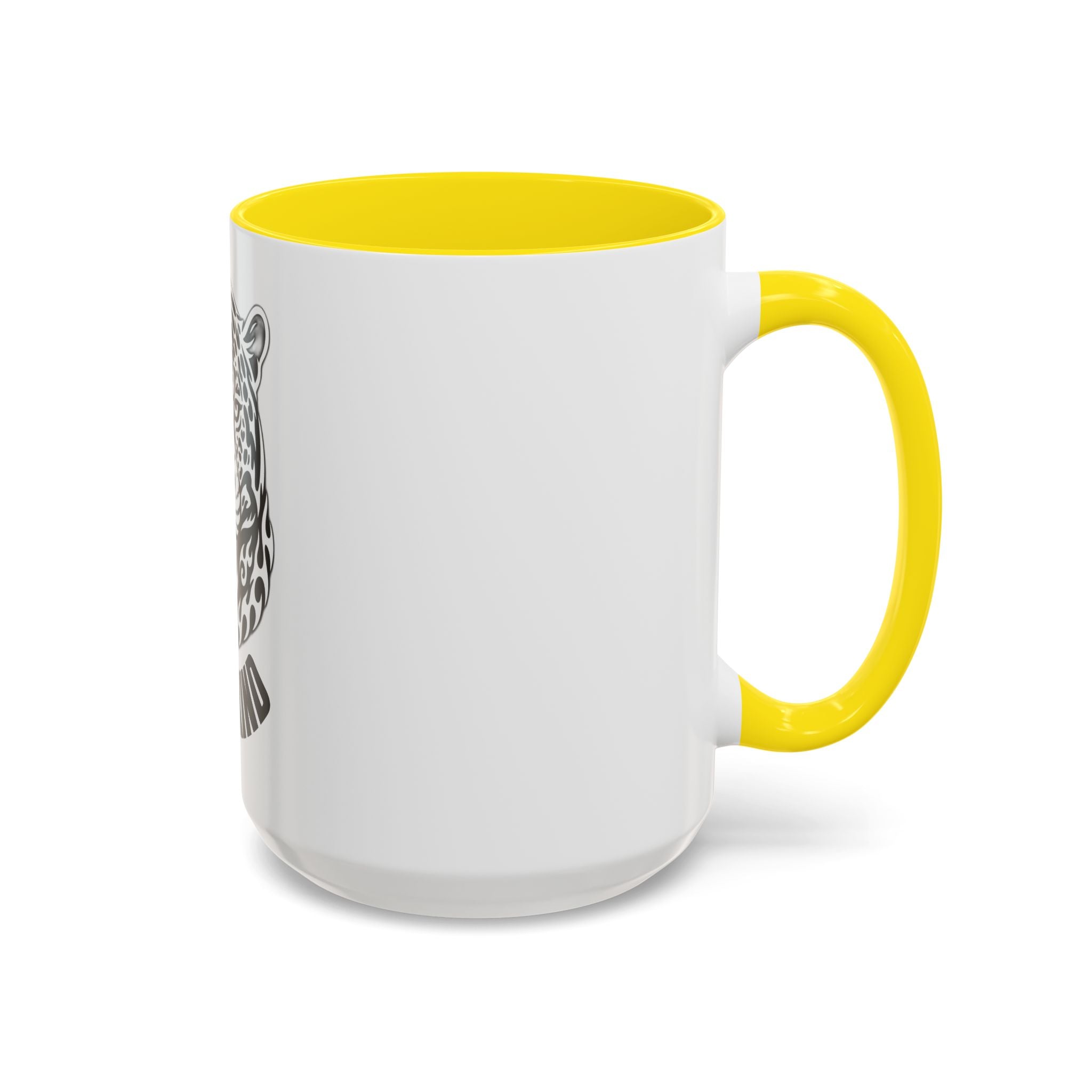 Tribal Wolf Accent Coffee Mug – Black Interior & Handle, Fierce Wolf Head Design (11/15 oz)