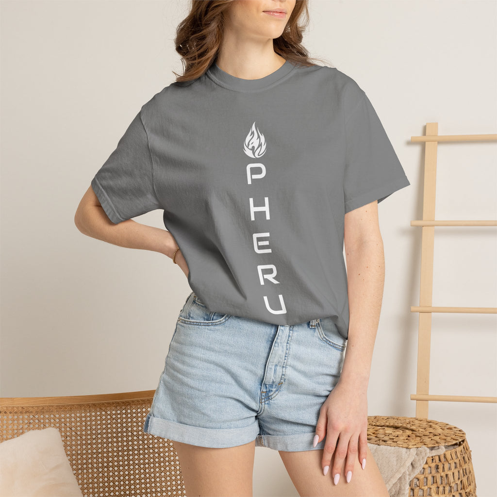 Pherus Vertical Flame Tee — Unisex Garment-Dyed Graphic T-Shirt