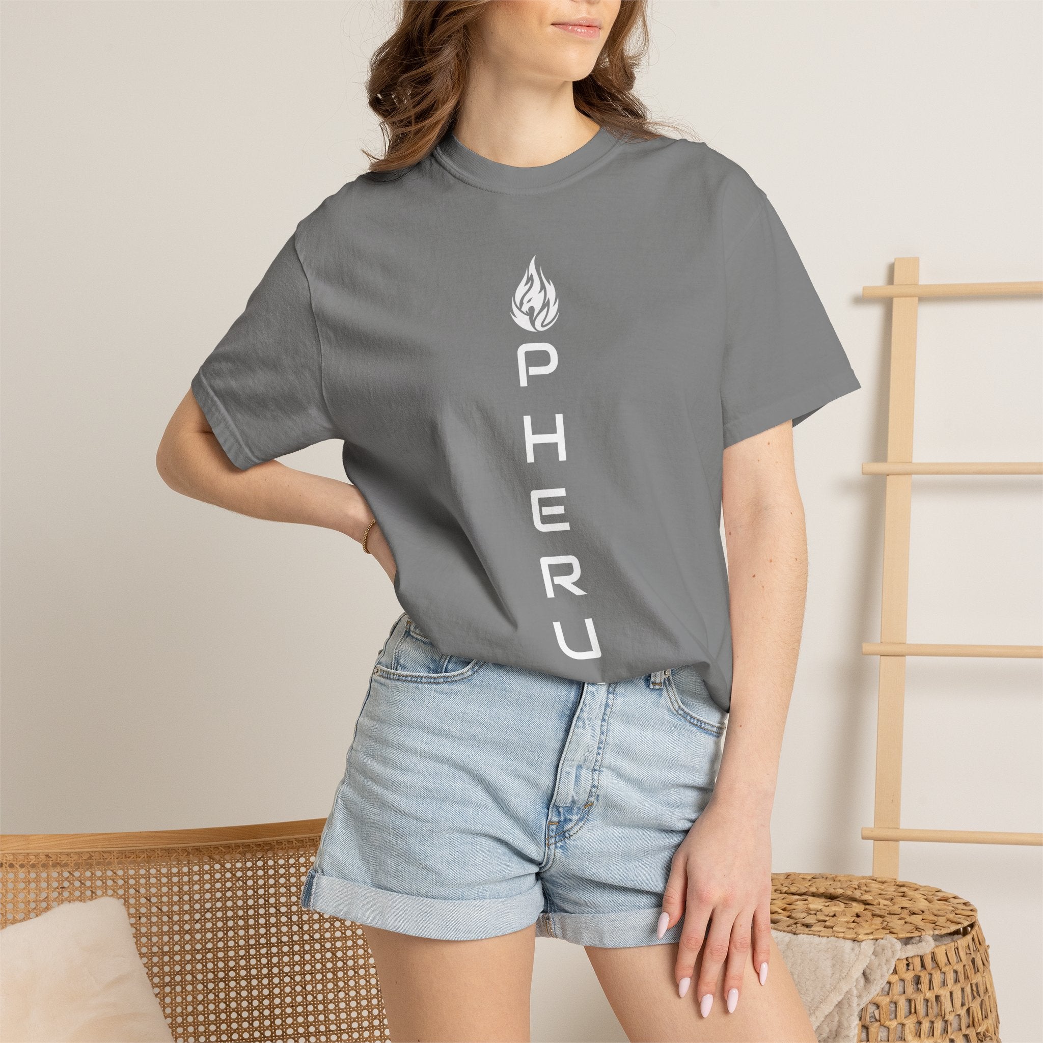 Pherus Vertical Flame Tee — Unisex Garment-Dyed Graphic T-Shirt