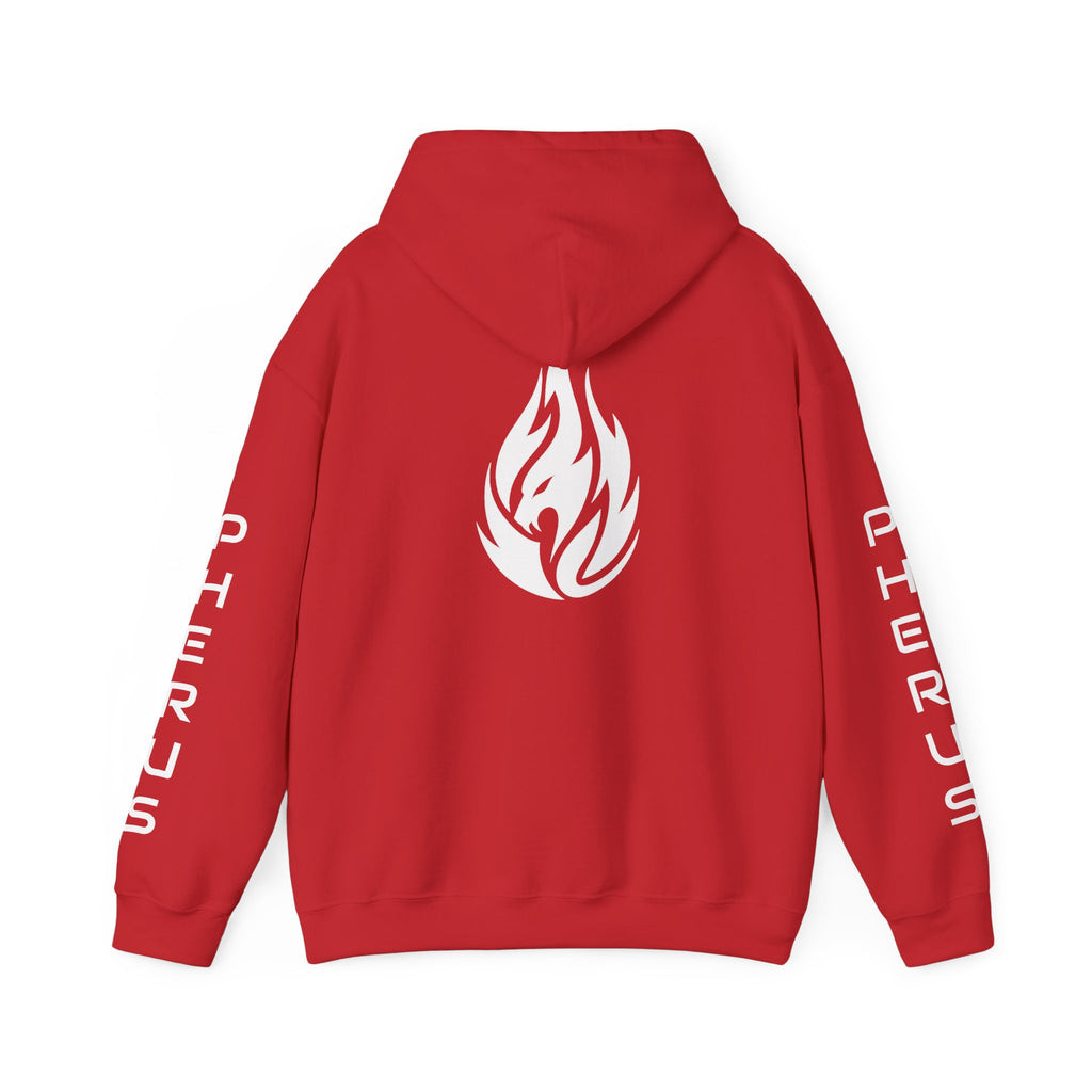 FERAL FLAME  Hoodie — Bold Flame Logo Pullover with Sleeve Text