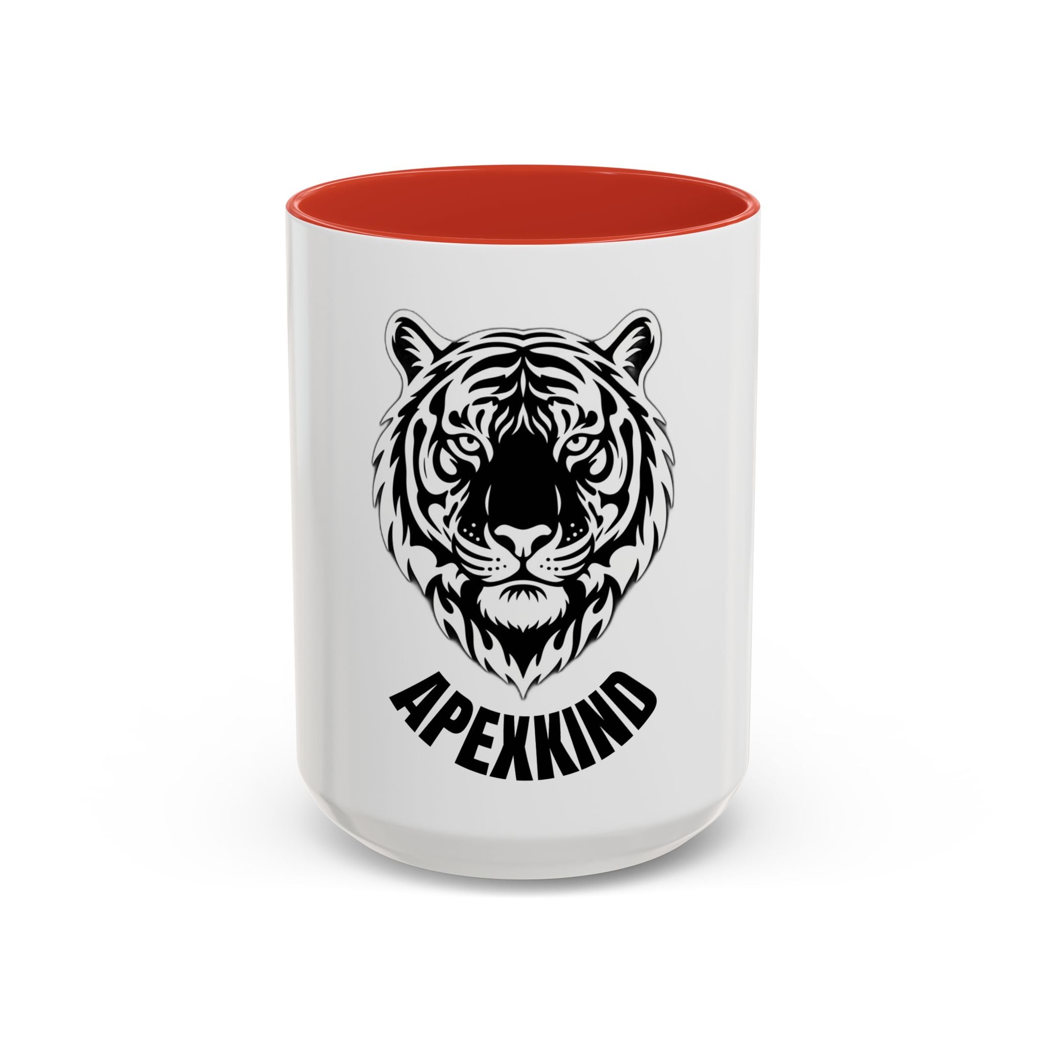 Tiger Head Accent Coffee Mug — Monochrome Tribal Tiger Face Ceramic Cup (11/15oz)