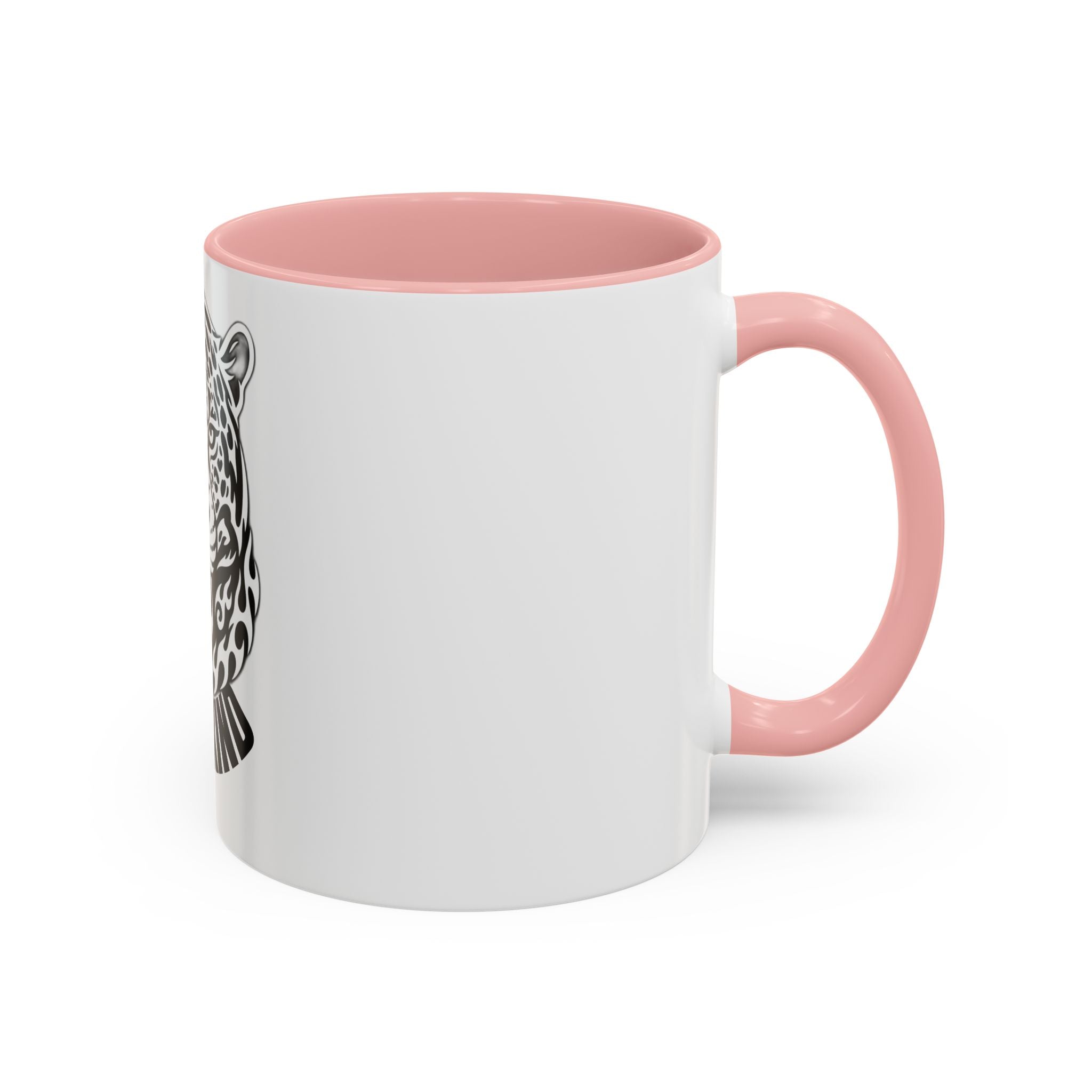 Tribal Wolf Accent Coffee Mug – Black Interior & Handle, Fierce Wolf Head Design (11/15 oz)