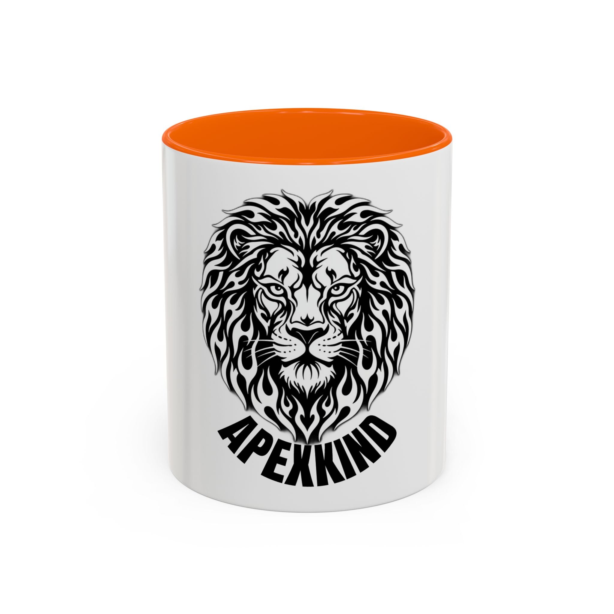Lion Head Accent Coffee Mug — Black Tribal Lion Design (11oz & 15oz)
