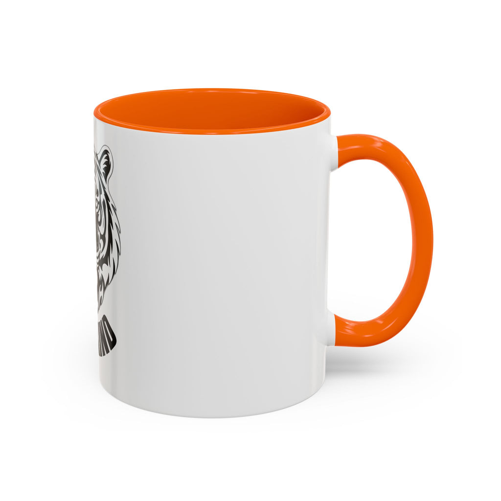 Tiger Head Accent Coffee Mug — Monochrome Tribal Tiger Face Ceramic Cup (11/15oz)