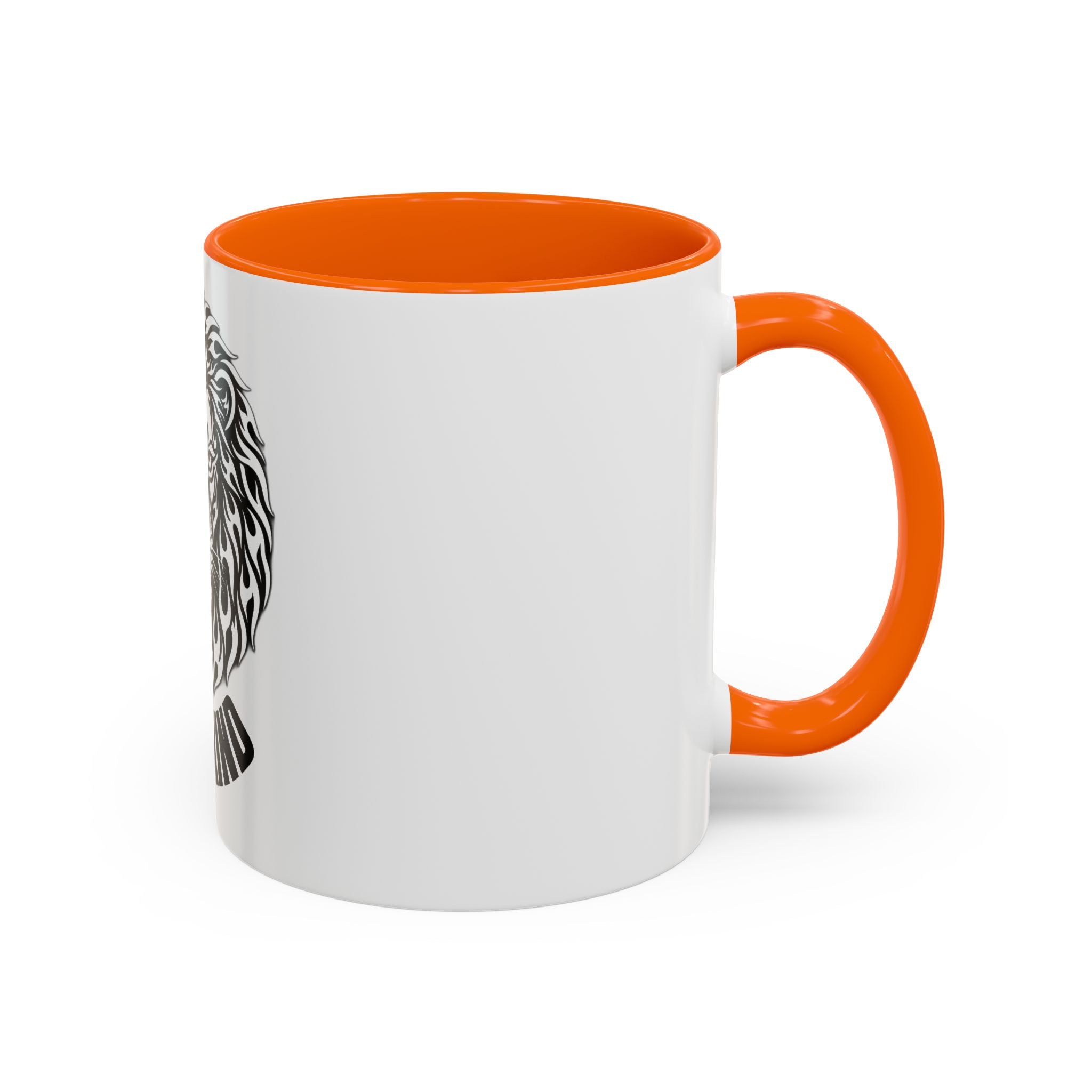 Lion Head Accent Coffee Mug — Black Tribal Lion Design (11oz & 15oz)