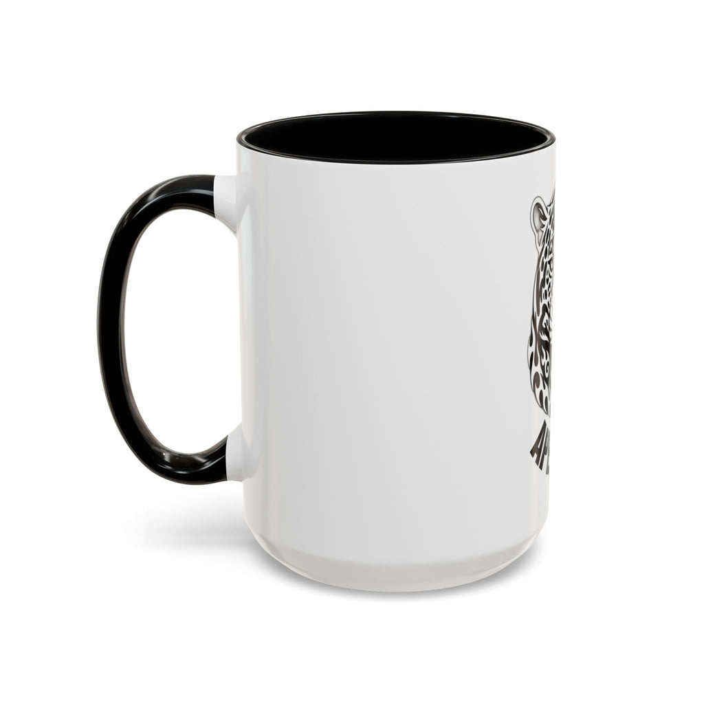 Tribal Wolf Accent Coffee Mug – Black Interior & Handle, Fierce Wolf Head Design (11/15 oz)