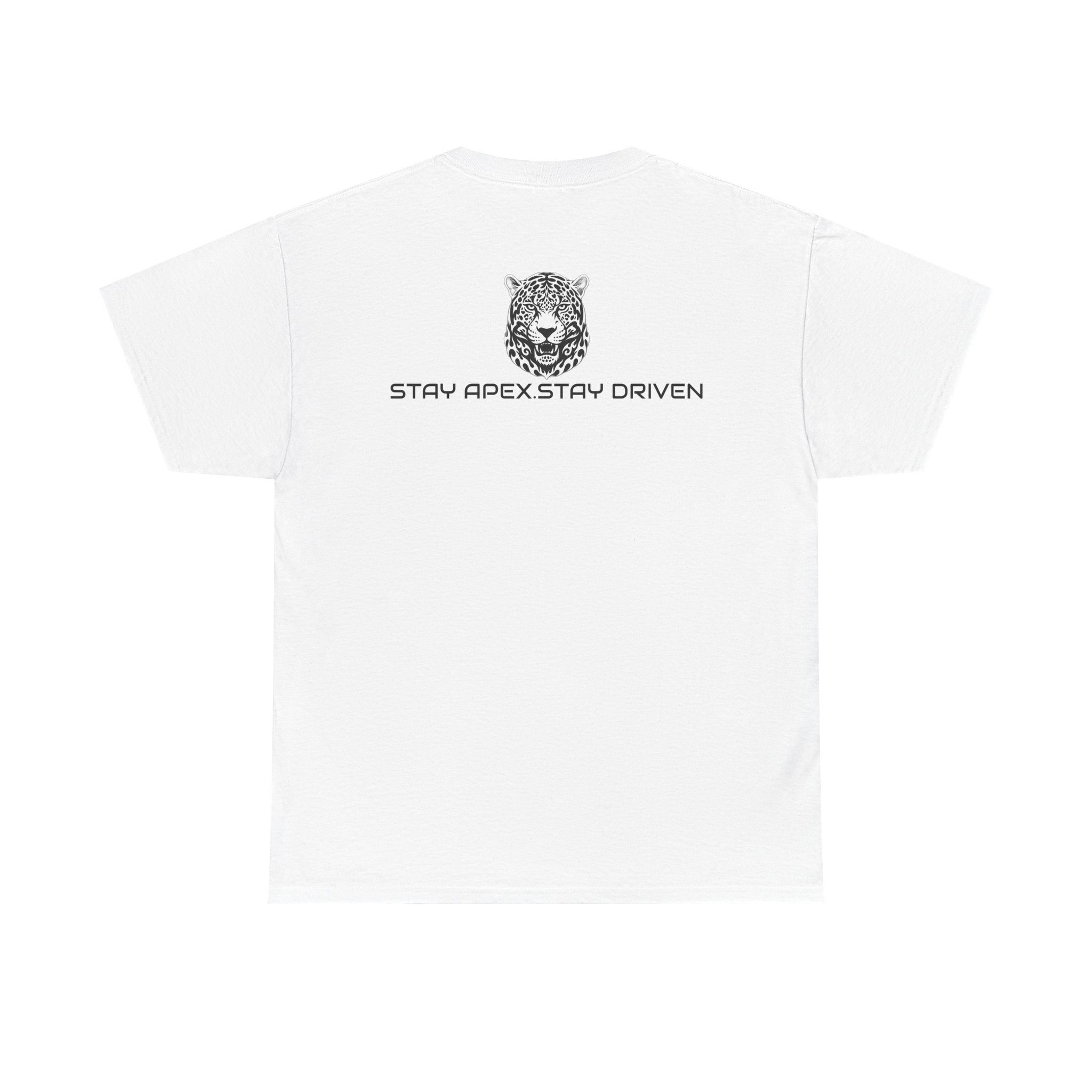 ApexKind Leopard Graphic Tee — 'Stay Apex Stay Driven' Motivational Cotton Shirt