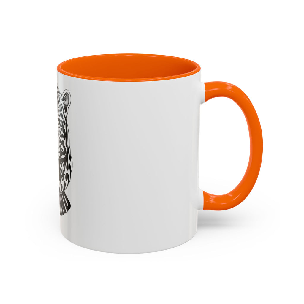 Tribal Wolf Accent Coffee Mug – Black Interior & Handle, Fierce Wolf Head Design (11/15 oz)