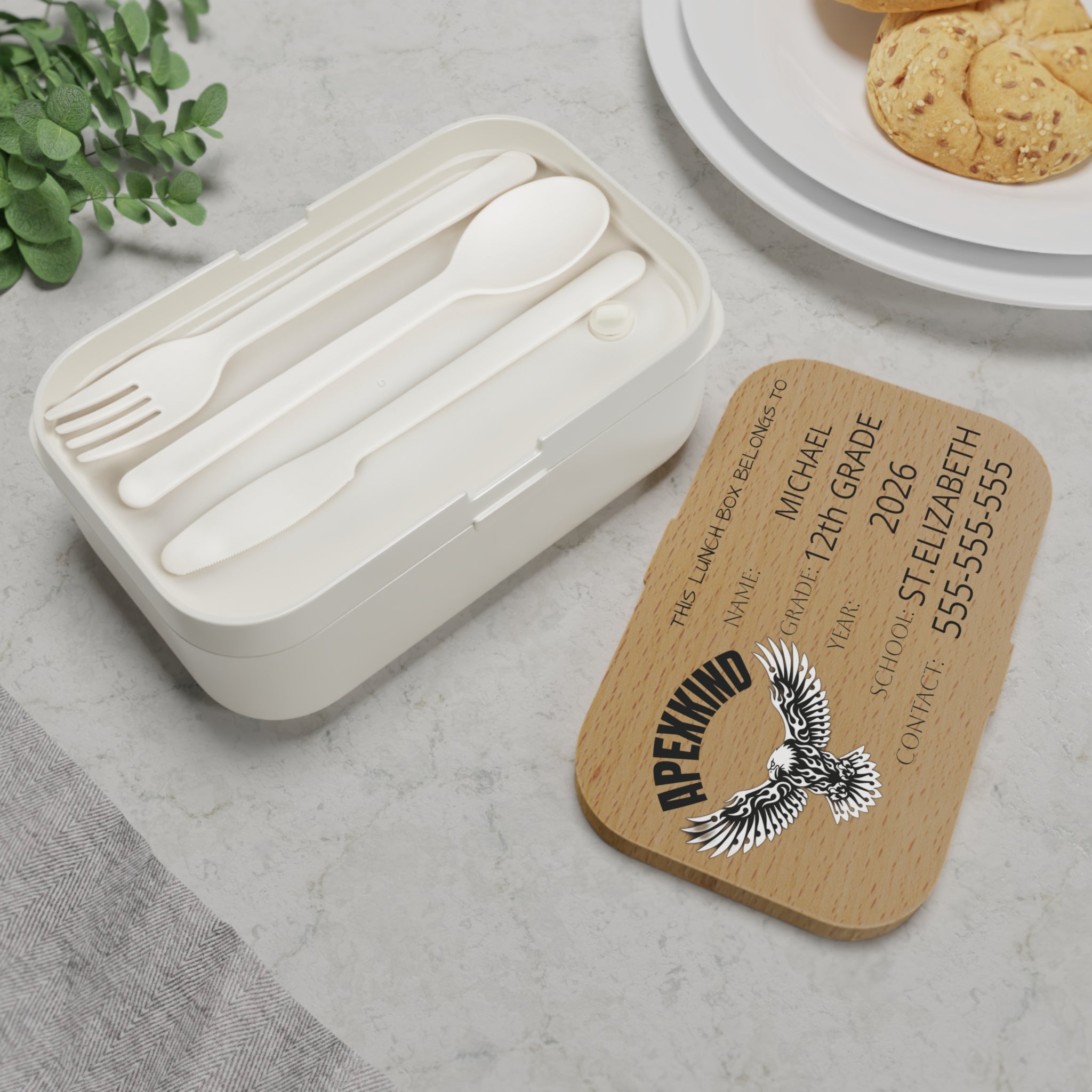 AMERICAN RAGLE Personalized Bento Lunch Box | Custom Name, Grade, School, Contact