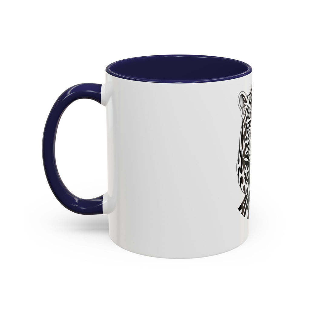 Tribal Wolf Accent Coffee Mug – Black Interior & Handle, Fierce Wolf Head Design (11/15 oz)