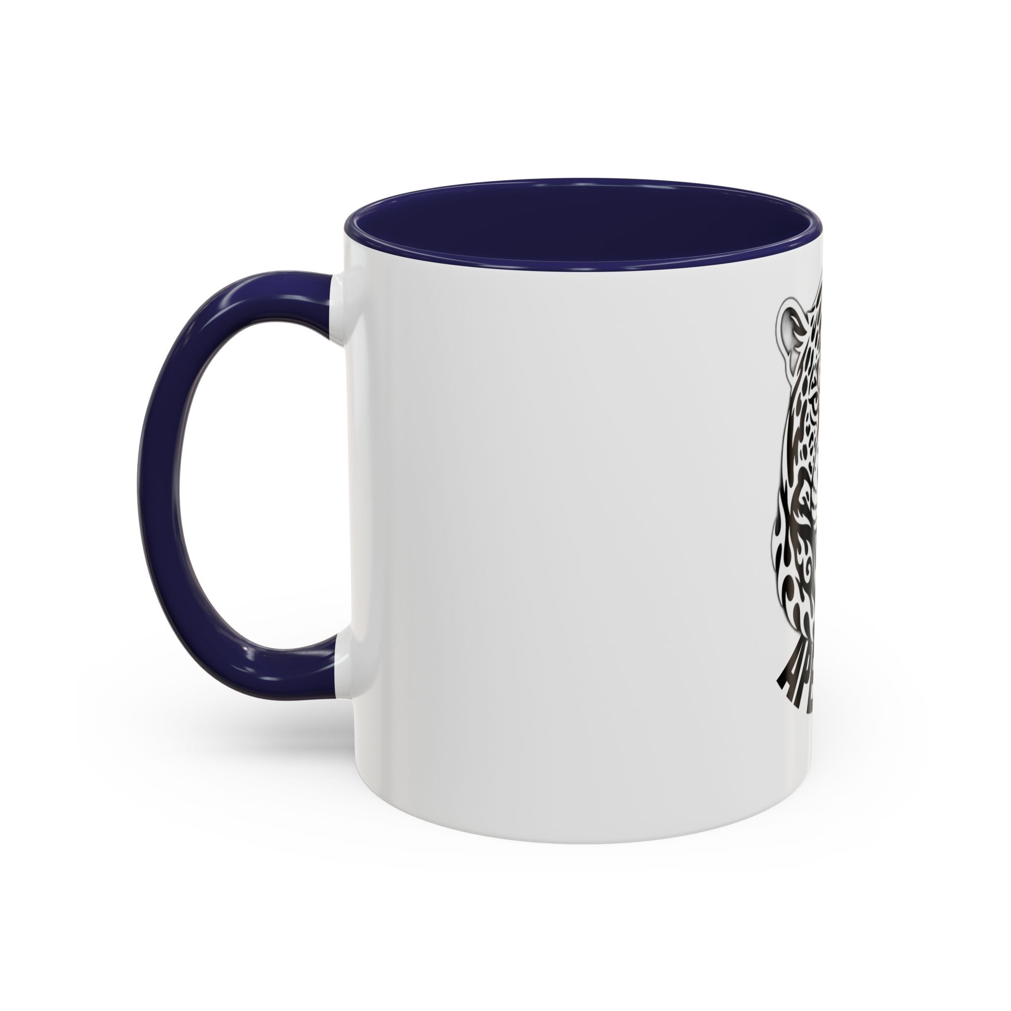 Tribal Wolf Accent Coffee Mug – Black Interior & Handle, Fierce Wolf Head Design (11/15 oz)