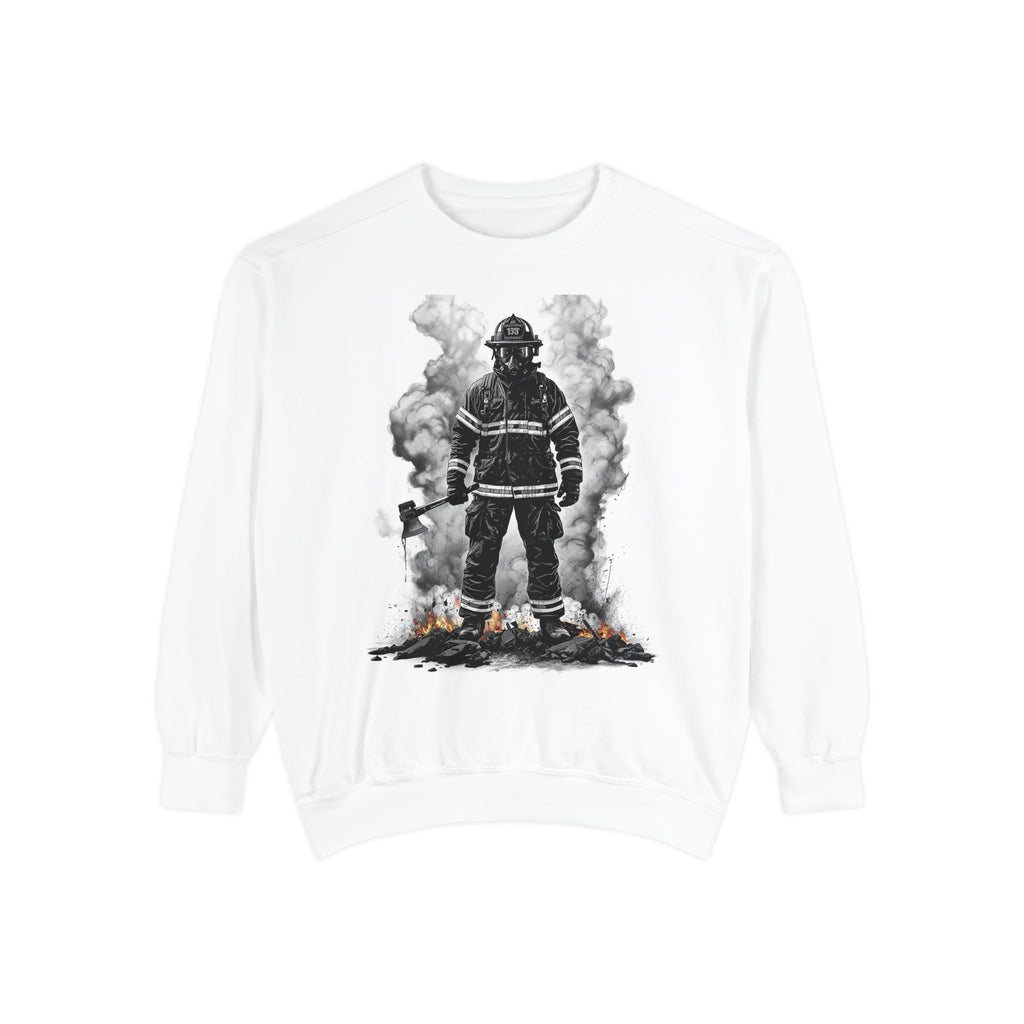Firefighter Silhouette Sweatshirt — Veteran Firefighter Graphic Crewneck
