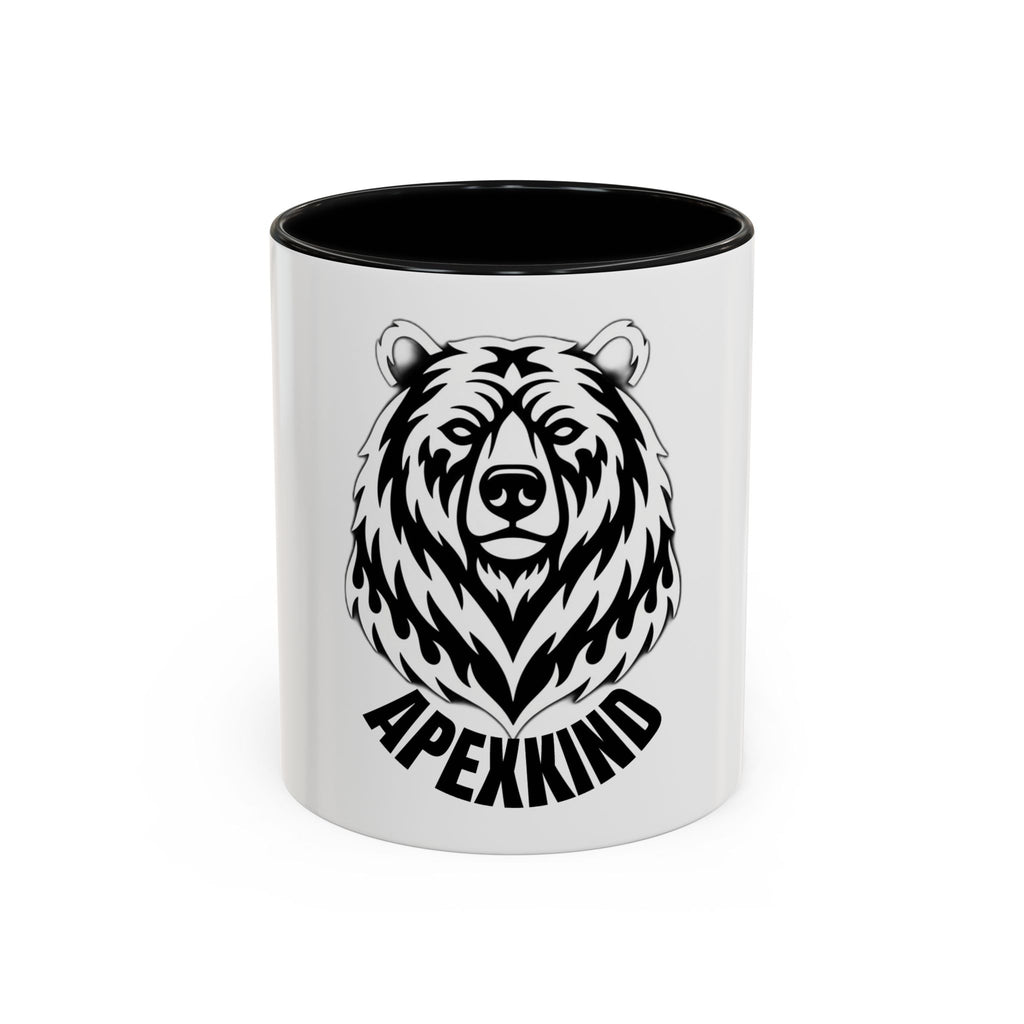 Bear Head Coffee Mug — Monochrome Tribal Bear Accent Mug