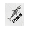 ApexKind Tribal Shark Velveteen Plush Blanket — Soft Nautical Throw with 'APEXKIND' Text